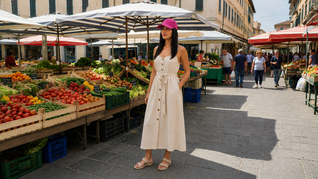 Structured minimalist linen headwear crafted under the D2C model by CacheMio