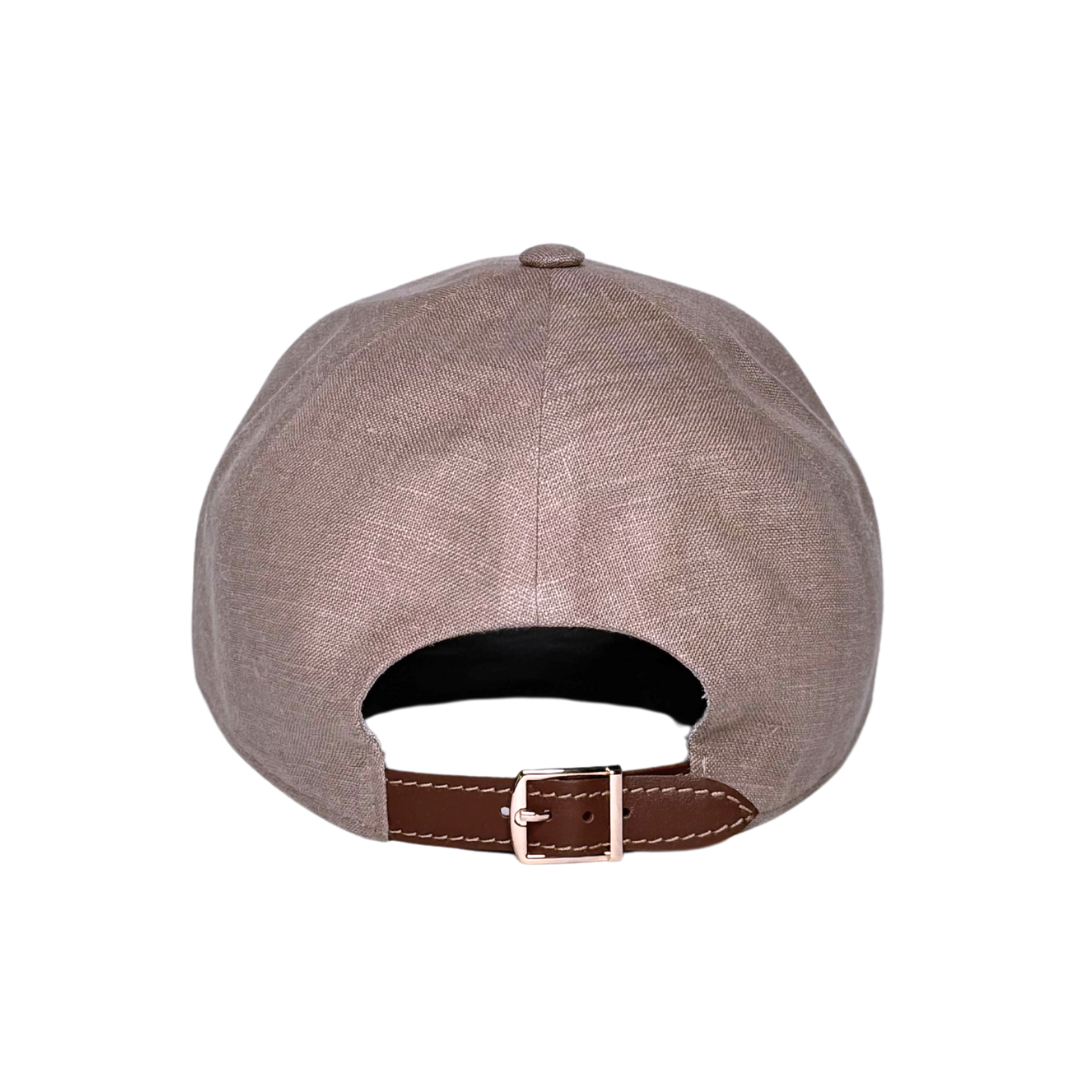 CacheMio® Cappuccino-Beige Linen Baseball Cap — Elegant Italian Linen 🌿🪡🌿