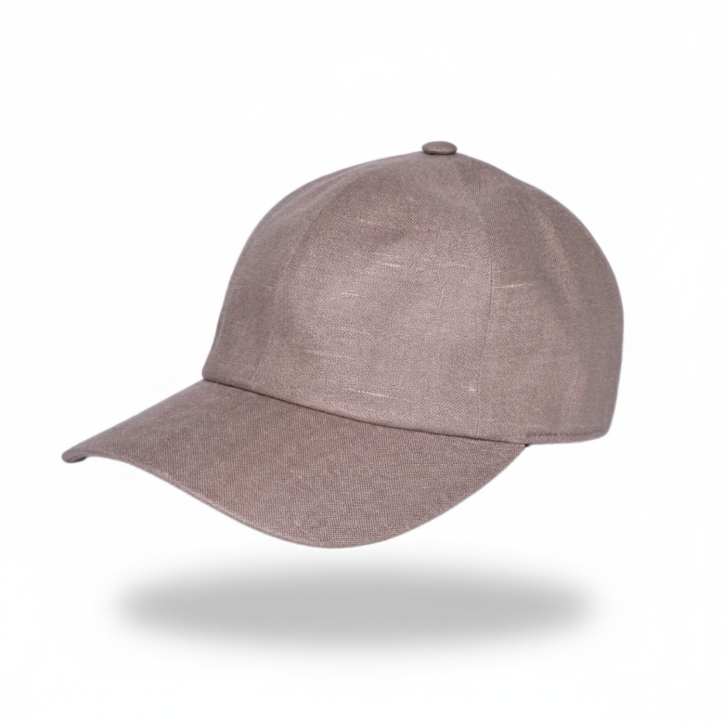 Italian Linen Baseball Cap – Cappuccino Beige, HandmadeLeather Strap CacheMio®