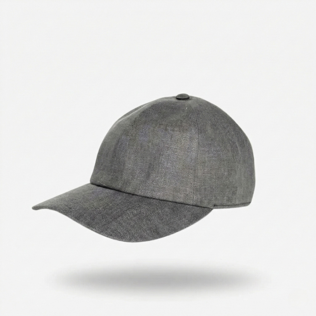Grey Linen Baseball Cap | Architectural Minimalism | Smart Casual - CacheMio®