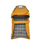 Folded view exposing the skin-friendly, breathable plaid cotton interior that provides thermal comfort inside the bright CacheMio & CHOUCHOÚ dog apparel.