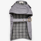 Interior perspective of the contemporary dog jacket, revealing the breathable patterned cotton lining engineered for thermal comfort.