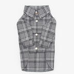 Crisp monochromatic plaid lines define this tailored canine button-down, featuring polished snap fasteners and cuffed sleeves for effortless everyday polish.
