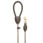 Clean vertical display of the premium Olive dog lead, highlighting the sophisticated green Italian leather loop and kinetic shock-absorbing core.