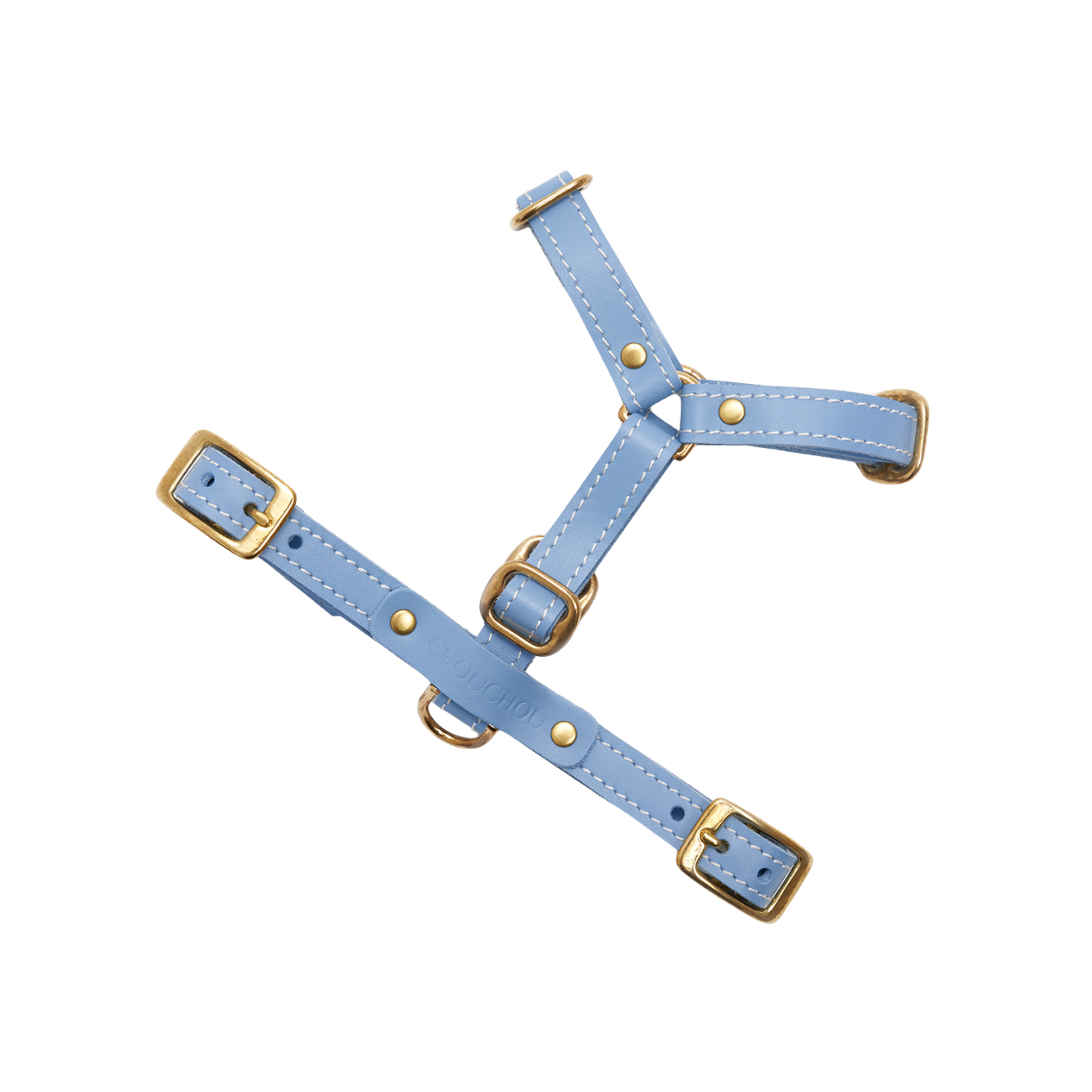 Fully unbuckled and laid flat, the ergonomic CacheMio x CHOUCHOÚ harness demonstrates its thoughtful Y-shape design engineered for posture support.