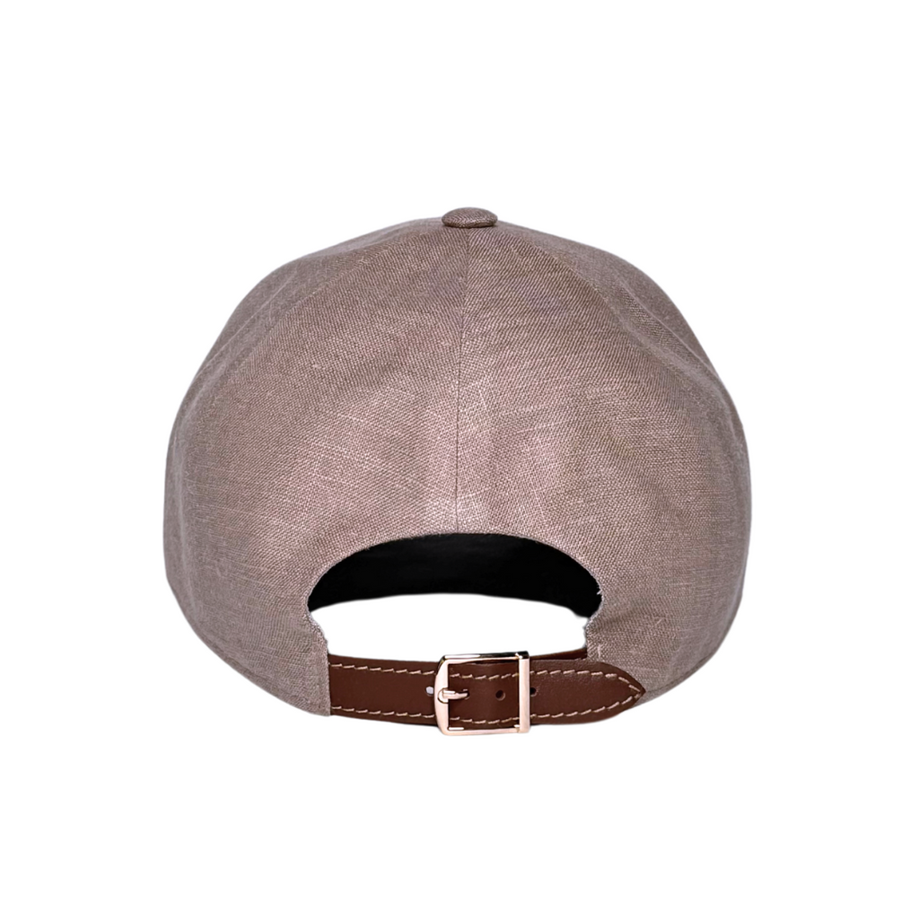 CacheMio® Cappuccino-Beige Linen Baseball Cap — Elegant Italian Linen 🌿🪡🌿
