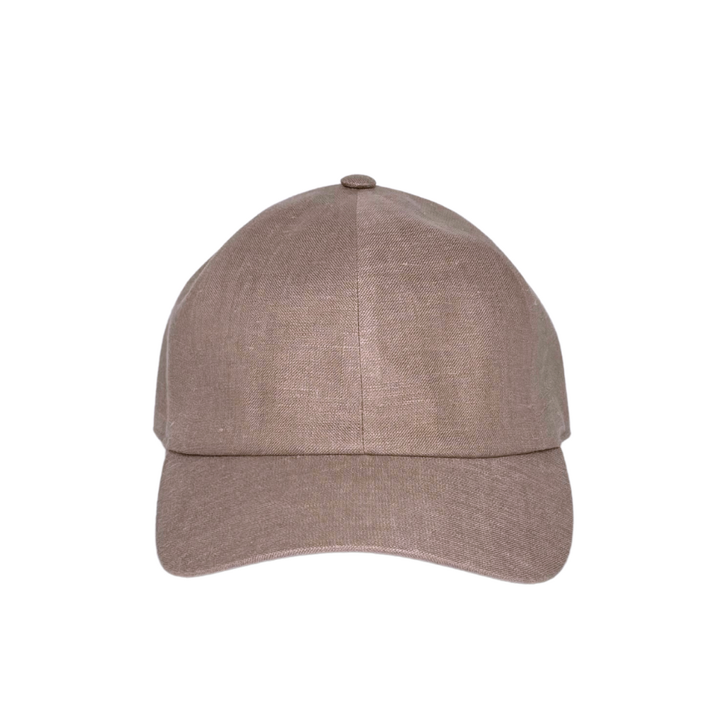 CacheMio® Cappuccino-Beige Linen Baseball Cap — Elegant Italian Linen 🌿🪡🌿