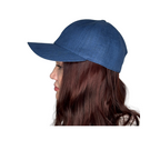 Linen Baseball Cap Navy – Side View | CacheMio®