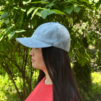 Linen Baseball Cap Gray Blue – Image 6 | CacheMio®