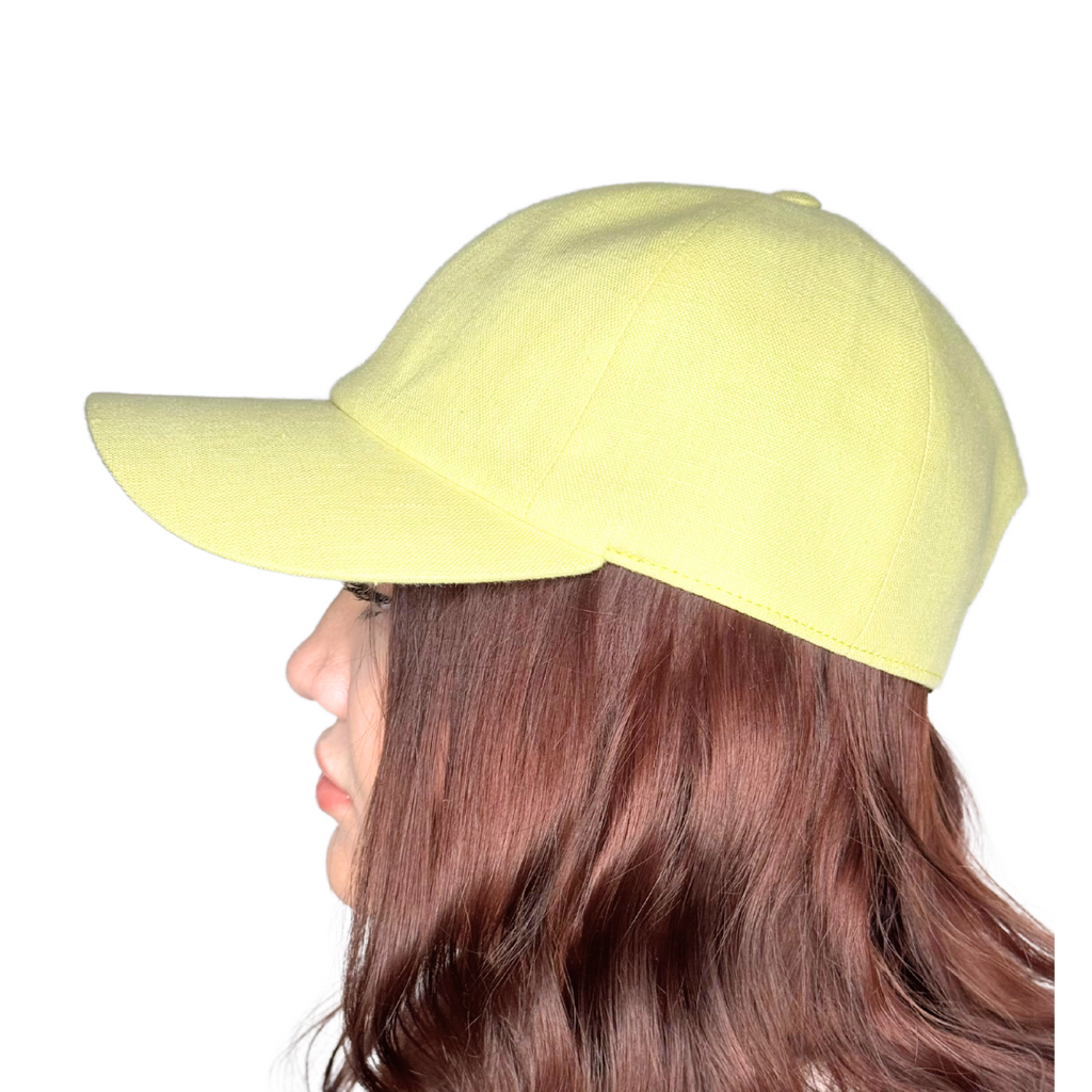 CacheMio® Yellow Linen Baseball Cap — Bright Italian Linen 🌿🪡🌿