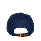 Linen Baseball Cap Navy – Back View | CacheMio®