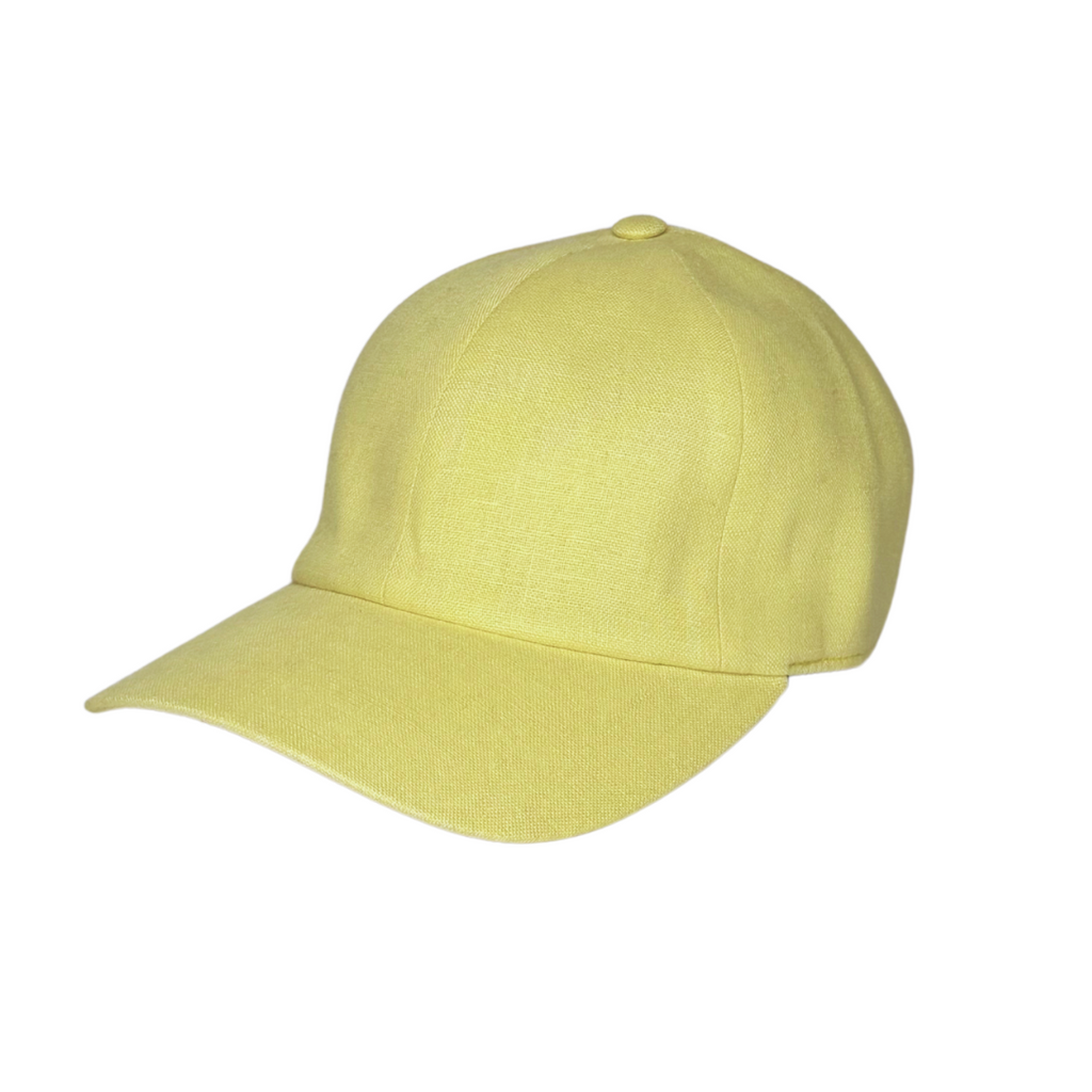 CacheMio® Yellow Linen Baseball Cap — Bright Italian Linen 🌿🪡🌿