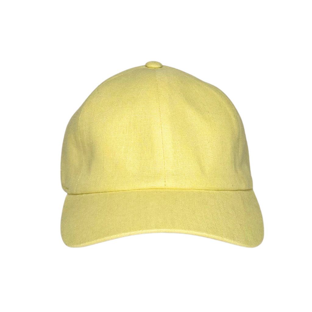 CacheMio® Yellow Linen Baseball Cap — Bright Italian Linen 🌿🪡🌿