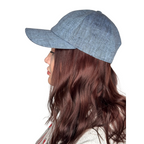 Linen Baseball Cap Gray Blue – Front View | CacheMio®