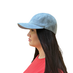 Linen Baseball Cap Gray Blue – Back View | CacheMio®