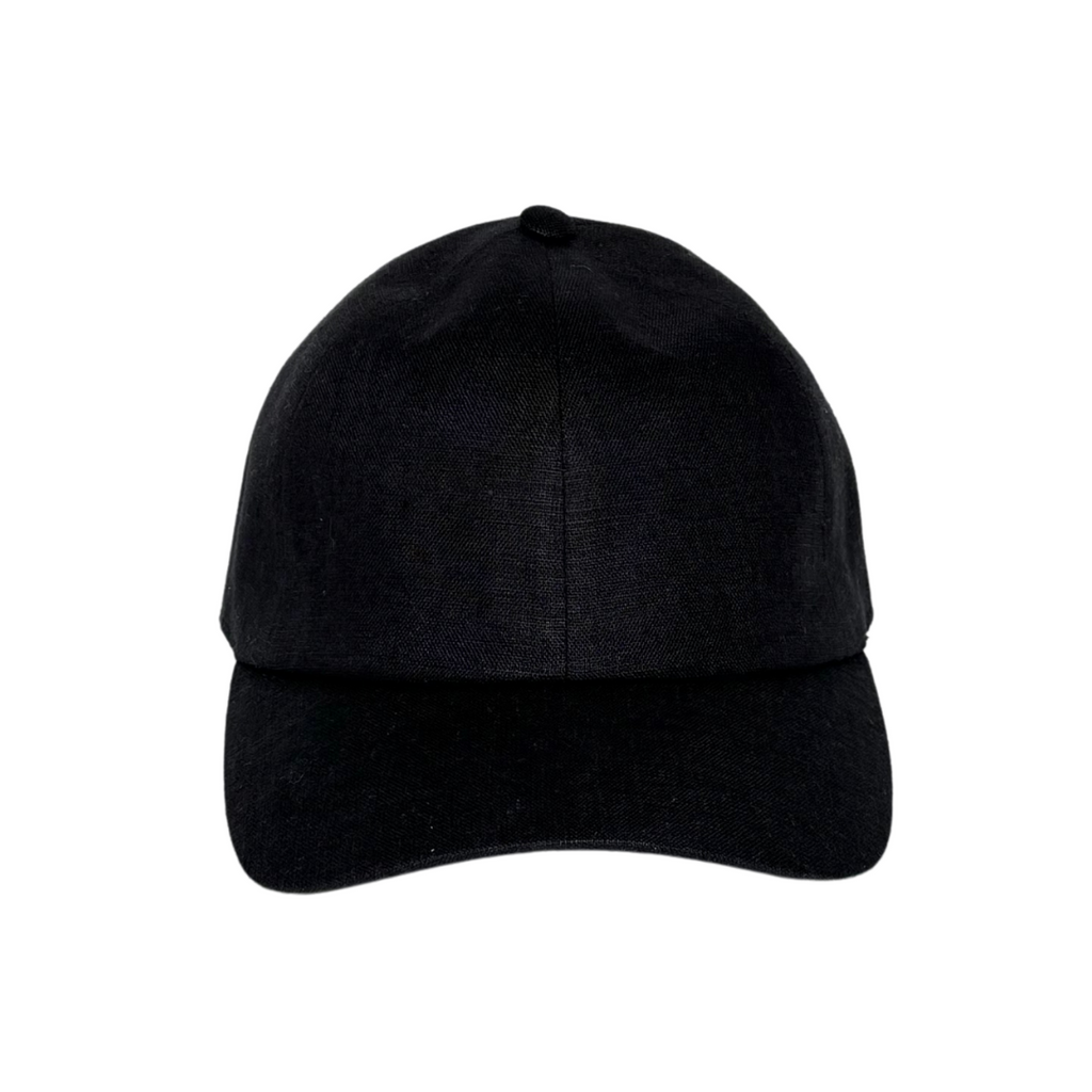 CacheMio® Black Linen Baseball Cap — Classic Italian Linen 🌿🪡🌿