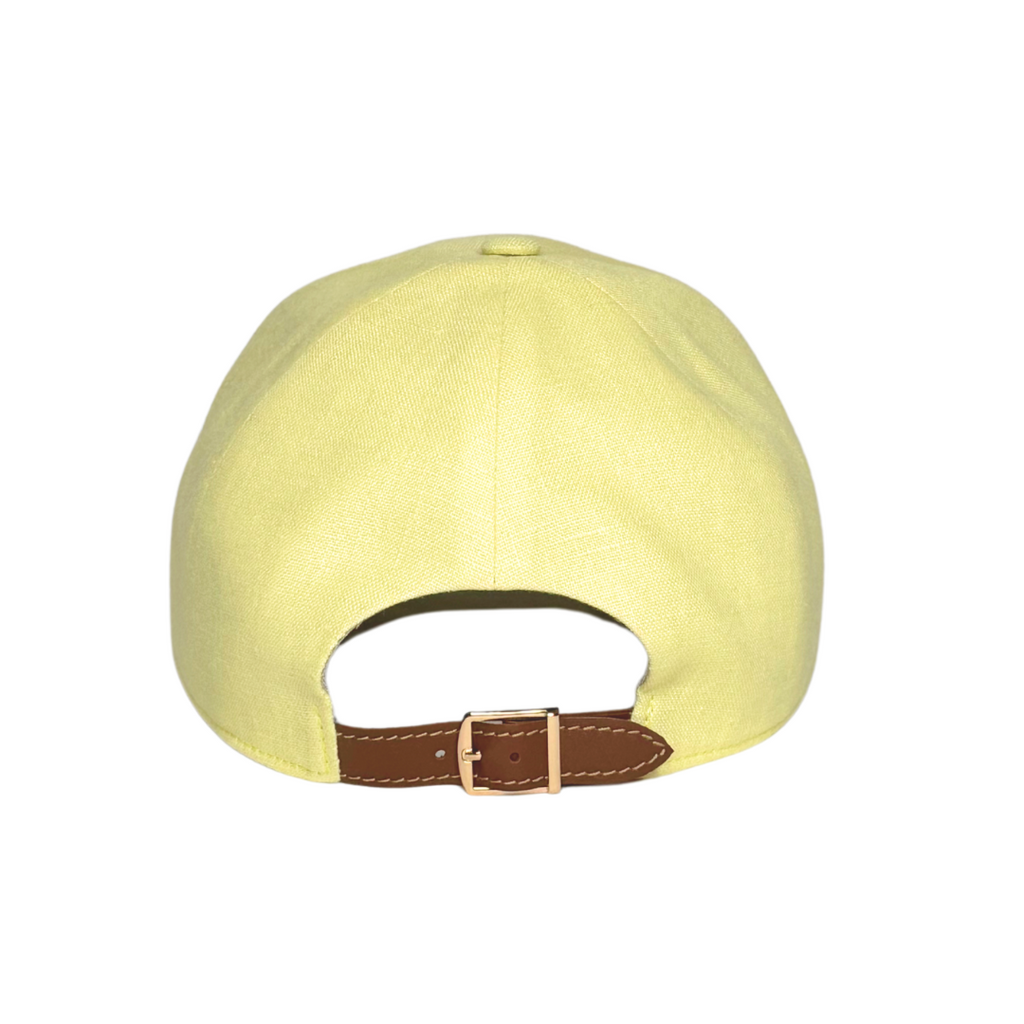 CacheMio® Yellow Linen Baseball Cap — Bright Italian Linen 🌿🪡🌿