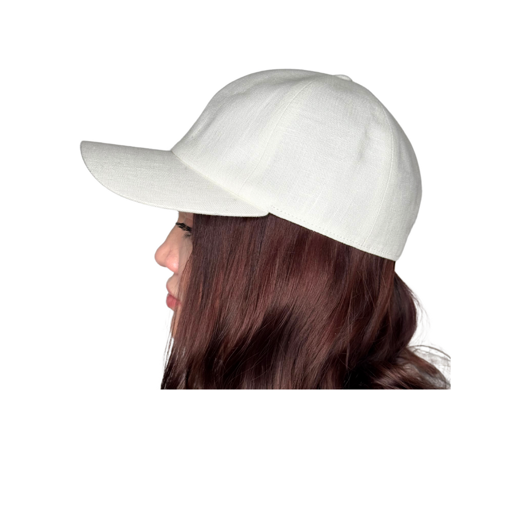CacheMio® White Linen Baseball Cap — Premium Italian Linen🌿🪡🌿