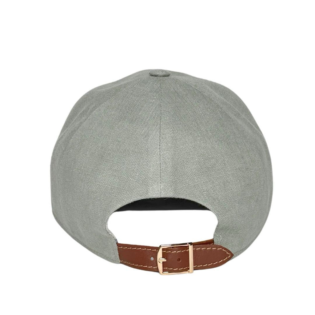Linen Baseball Cap Olive – Back View | CacheMio®