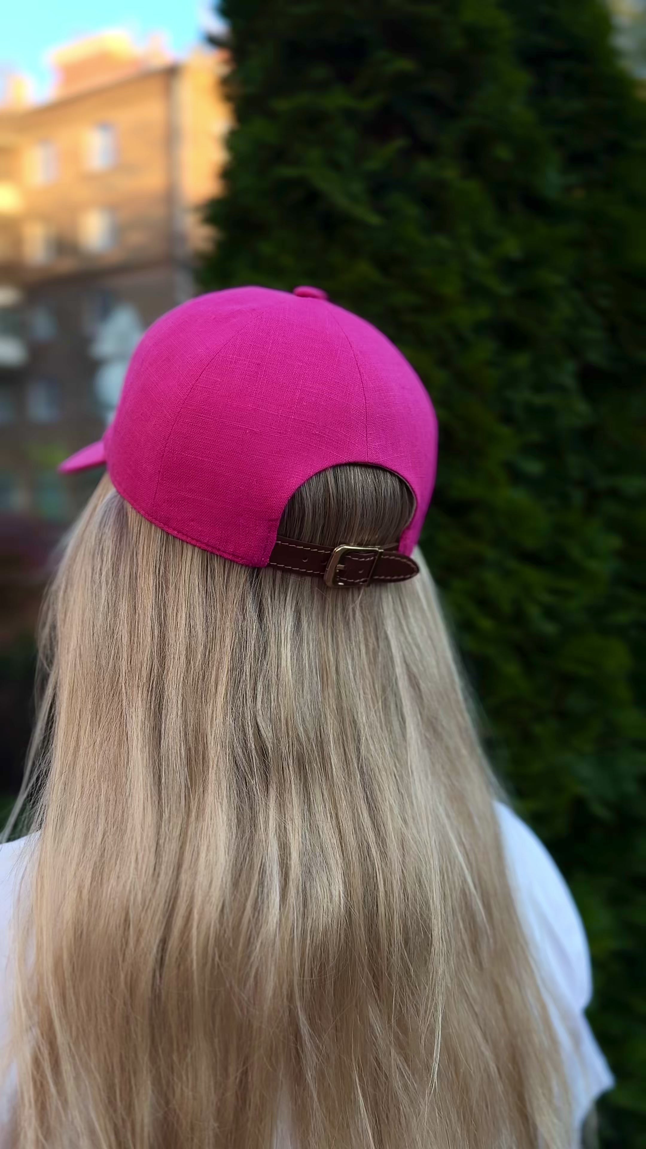 Linen Baseball Cap - Pink