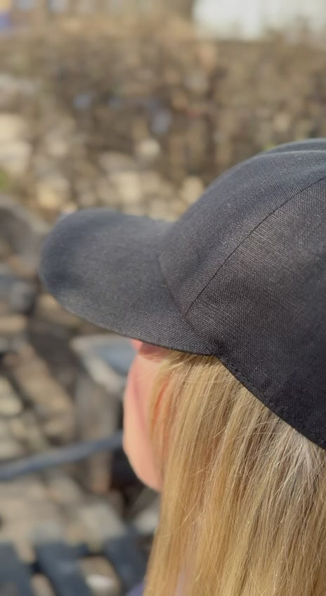 Linen Baseball Cap - Black