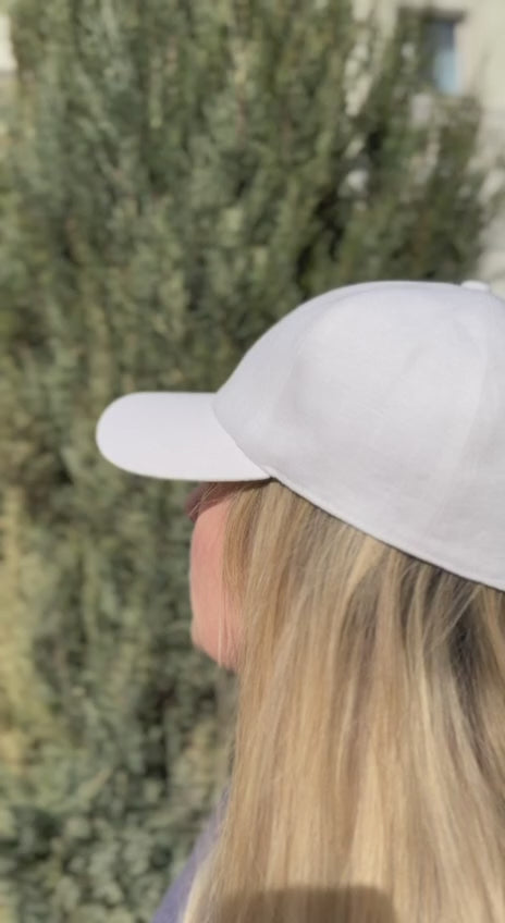 Linen Baseball Cap - White