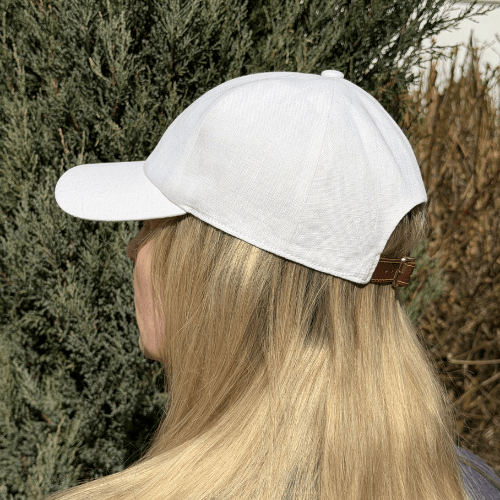 Linen Baseball Cap White – Image 7 | CacheMio®
