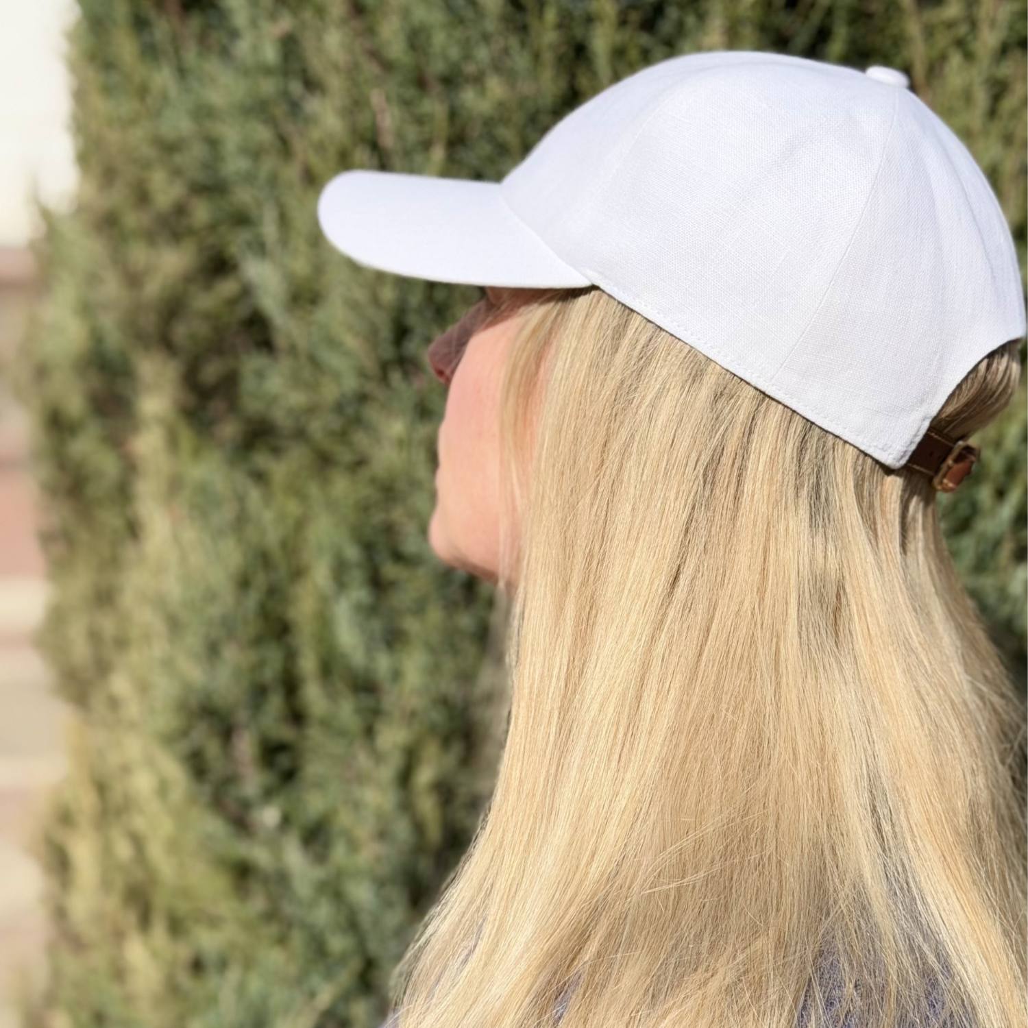 Linen Baseball Cap - White
